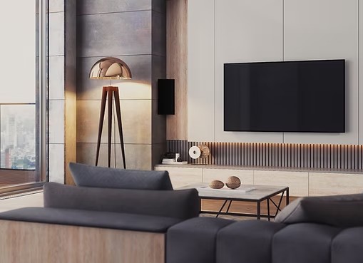 Cornered Audio C-Series speaker in modern living room