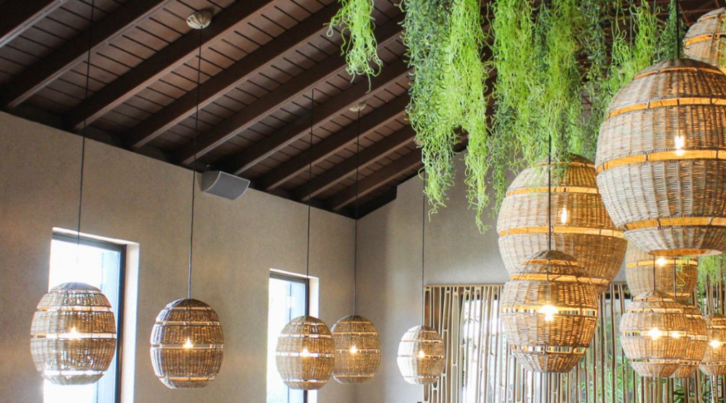 Cornered Audio speakers installed in stylish commercial interior