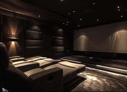 Cornered Audio subwoofers in luxury home cinema