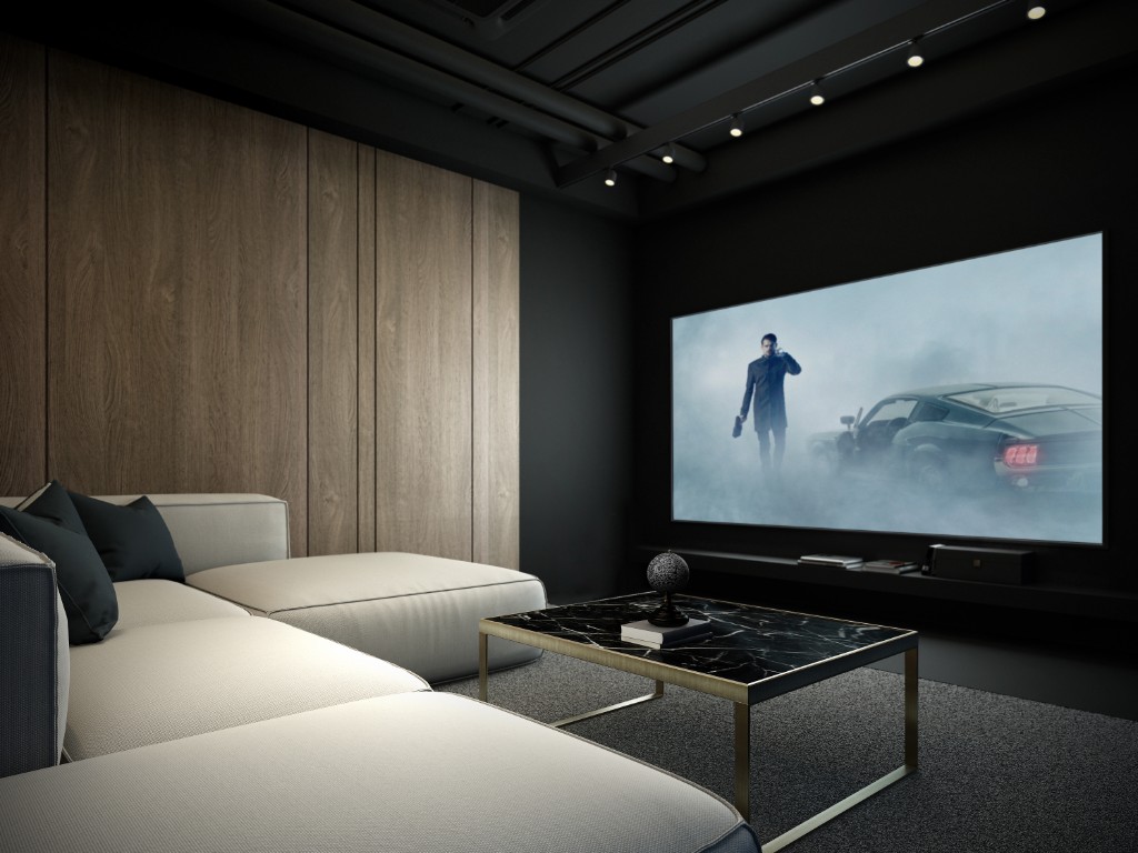 Integra DSP amplifier powering luxury home cinema setup